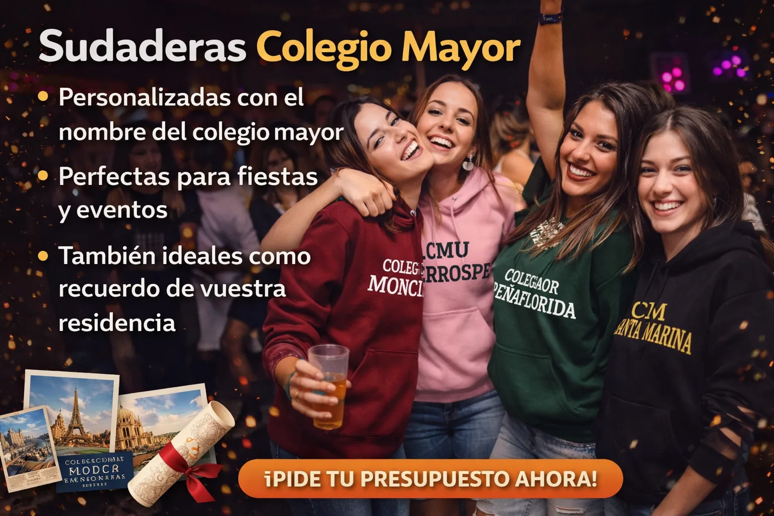 Sudaderas para colegios mayores y residencias