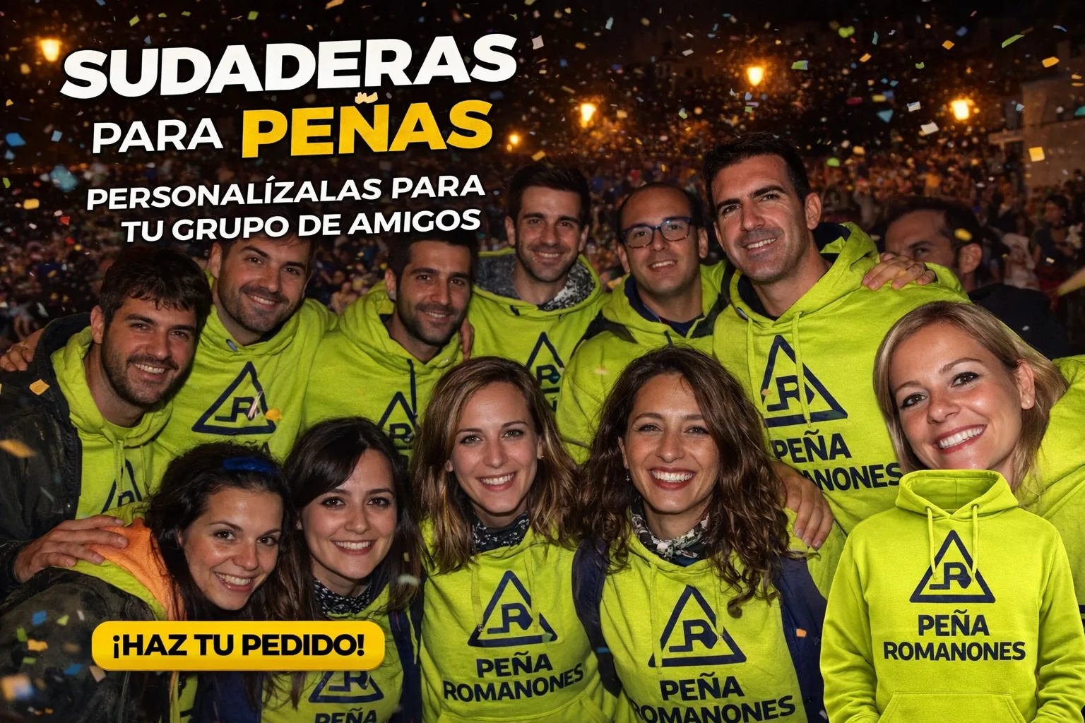 Grupo con sudaderas para peñas personalizadas